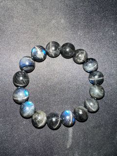 精品 黑拉長石 水晶 手串 12.5mm64214076000386110