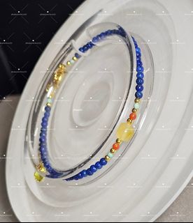 全新 天然水晶 青金 蜜蠟 手鏈 Natural Crystal Lapis Lazuli Amber Bracelet64215241697025110