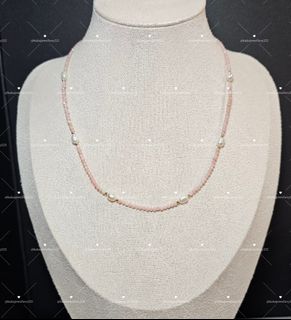 全新 天然水晶 粉澳寶 天然淡水珍珠 頸鏈 Natural Crystal Pink Opal Natural Freshwater Pearl Necklace64214999028866110