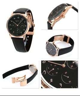 全新 agnès b.  Agnes b watch 32mm 春夏 日本限定 MARCELLO 系列 女裝  三眼 皮帶錶  黑金64217368388994110