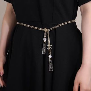 🌟官網授權商家🌟香奈兒 Chanel 金色鏈條腰鏈，精緻雙 C 標誌搭配水鑽裝飾64219086736259110