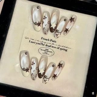 秋冬新款-豹紋美拉德星星💫半手工穿戴甲 現貨S64213240871938110