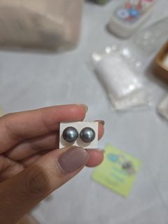 A. Black Pearl (Large Matte) Stud Earrings (Earring Pin, Earring Back 14K)64211993998721110