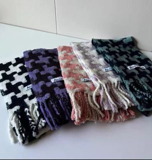 💎誠信賣家💎Acne studio 千鳥格羊毛格子圍巾羊駝毛流蘇圍巾雙面圍巾披肩64217835030401110