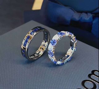 🌟Official Website Authorized Seller🌟apm monaco Inlaid Design Silver Ring Unisex Couple Ring Silver64220095064323110