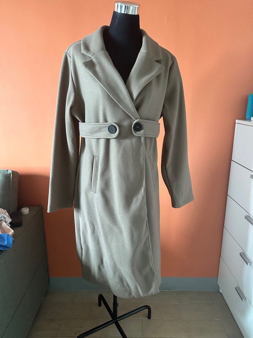 Apricot Autumn/Spring Coat (Category: Coats, Jackets and Outerwear) located in Quezon City. Submitted by ginggaloo (Listing ID 1399087755, Image 1). Description: A bit large so can fit XL Worn once, a bit big for me No padding, so just right for autumn or spring. Need to layer for winter. Shin-length with pockets Original purchase from Shein for ~1,700 php.