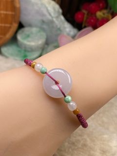 🦋Hong Kong🇭🇰In Stock🛍🦋 🎊Suitable for: Baby ankle bracelets and adult wristbands 📇Myanmar Natural Jade: Ice Jelly Texture Peace Pendant Adjustable Bracelet 📏Size: 16.6*Thickness 5.3mm 📝Certificate: Agency service available for Hong Kong Kowloon Jade Jewelry Authentication Certificate64214533605507110