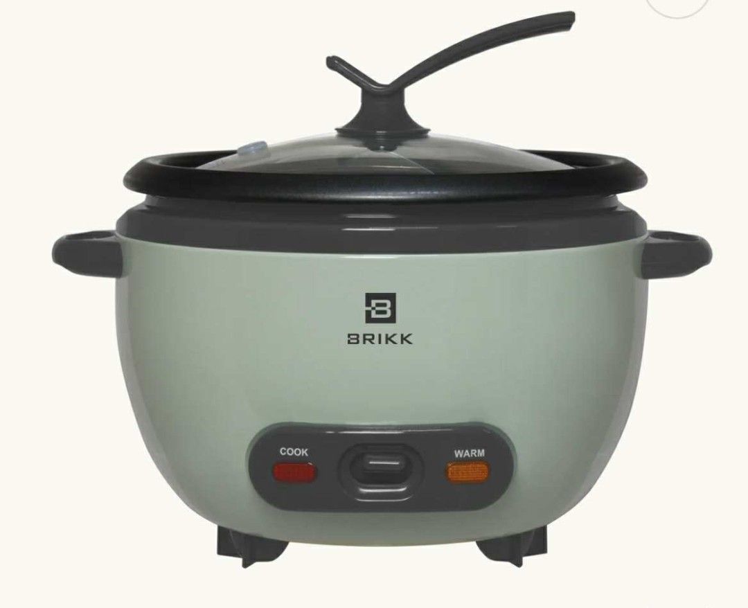 Brikk Rice Cooker (Category: Cookers) located in Manila. Submitted by sterling_grace (Listing ID 1399180325, Image 1). Description: - Brikk rice cooker - Light green color - Glass lid and handles - 'Cook' and 'Warm' functions.