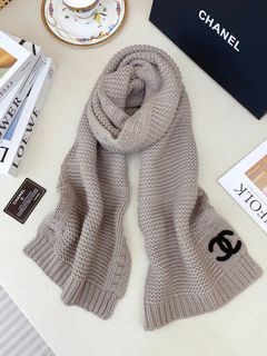 CHANEL针织羊绒围巾 灰色 size：32*180cm64212822358531110
