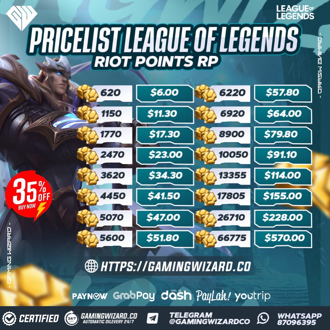 🔥[CHEAPEST WEB 24/7 | NO LOGIN] [13355 RP $114]🔥100% CHEAPEST League of ...