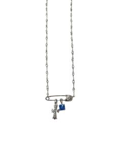 Chrome Hearts 銀色十字架藍色寶石項鍊64214999136899110