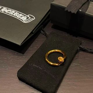 CHrome Hearts 克羅心 鍍金圓頭釘子戒指 金色 男女同款64214073265411110