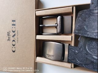 Coach 男士皮帶套裝 商務休閒皮帶 2 扣64210291458049110