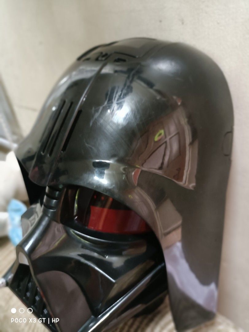 Darth Vader Voice Changer Mask (Category: Western Merchandise) located in Pasig City. Submitted by heidedieh (Listing ID 1399050070, Image 2). Description: Working ‼️ both button works perfectly clear voice changer ⭐ plays signature movie phrases and breathing sound effects. ⭐⭐ Ask the seller for video sample of voice records ‼️ Minor issues missing top cover for batts (see pic) light scratches.