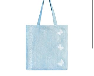 DENIM MUSEUM 藤蔓與蝴蝶牛仔布手提包 - 優雅輕便的手提包,適合日常通勤和時尚裝扮64213440359043110