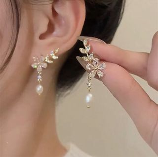 珍珠花卉流蘇耳環64213440642049110