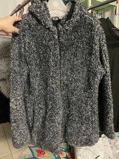 Grey fluffy jacket thick winter coat home robe 灰色絨毛大褸 冬季保暖毛毛外套64217833980802110