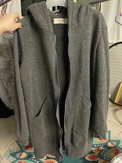 Grey hooded jacket long coat that can be a dress, cotton texture hoodie 灰色有帽外套 長款拉鍊褸 保暖衛衣 可當裙着64216903159682110