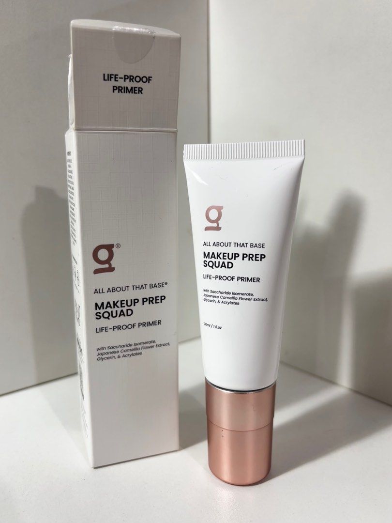 GRWM All About That Base Makeup Prep Squad Primer (Category: Makeup) located in Pasig City. Submitted by anne.rae (Listing ID 1399167576, Image 1). Description: Bought and Opened: 06-07-25 RFS: i have extremely oily skin, better suited for normal to dry skin types used once only - All About That Base Makeup Prep Squad Life-Proof Primer - Original packaging - Key Ingredients: Saccharide Isomerate, Japanese Camellia Flower Extract, Glycerin, and Ac