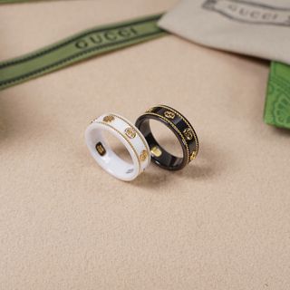 gucci 雙 g 字母麻繩陶瓷戒指 Icon 系列，黑色兩色64220307350787110