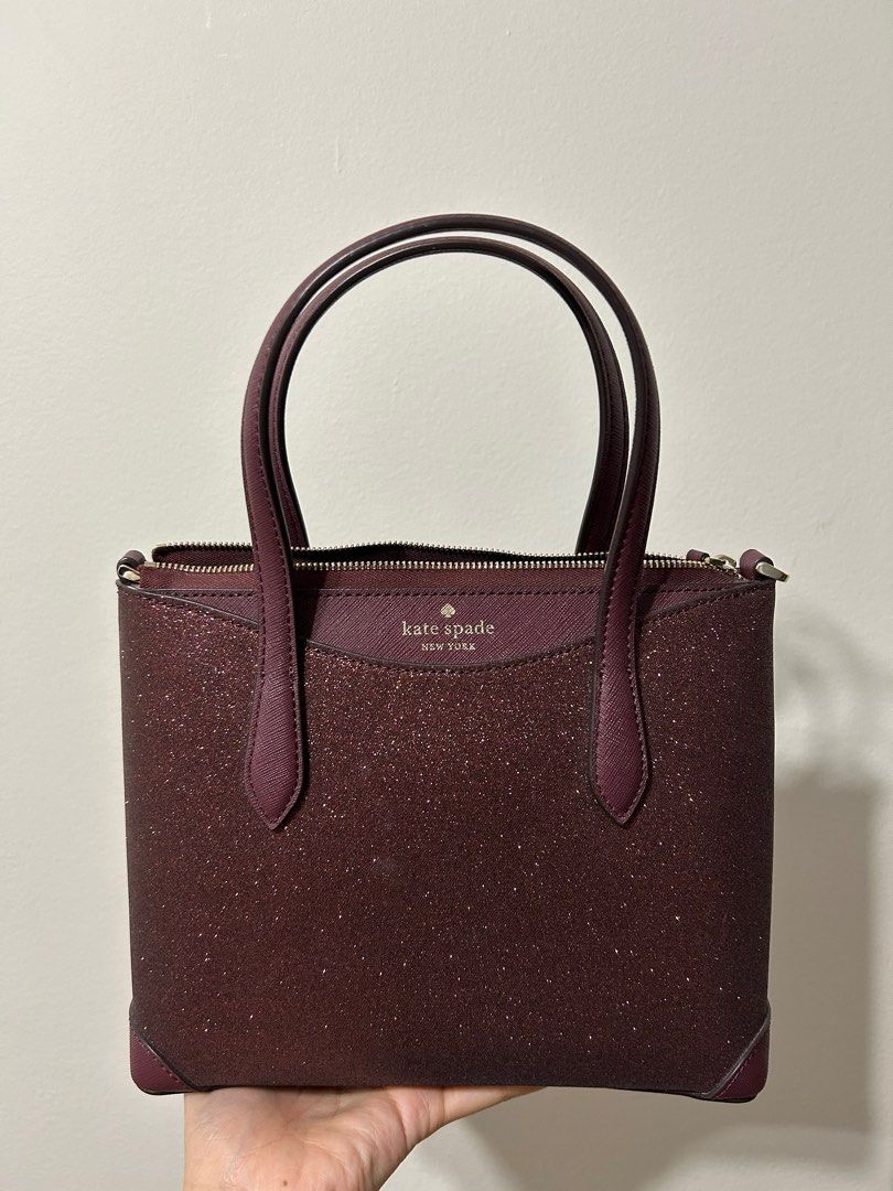 Kate Spade Satchel Maroon Glitter (Category: Luxury Bags & Wallets) located in Manila. Submitted by firesupply.ph (Listing ID 1399218562, Image 2). Description: ✨ Kate Spade Glitter Set – Satchel ✨ WALLET IS SOLD!!! In excellent condition! Perfect for both everyday use and special occasions. 💕 Details: - Authentic Kate Spade New York - Matching handbag and wallet - Gorgeous maroon glitter finish - Zero to minimal signs of use, still looks new - 