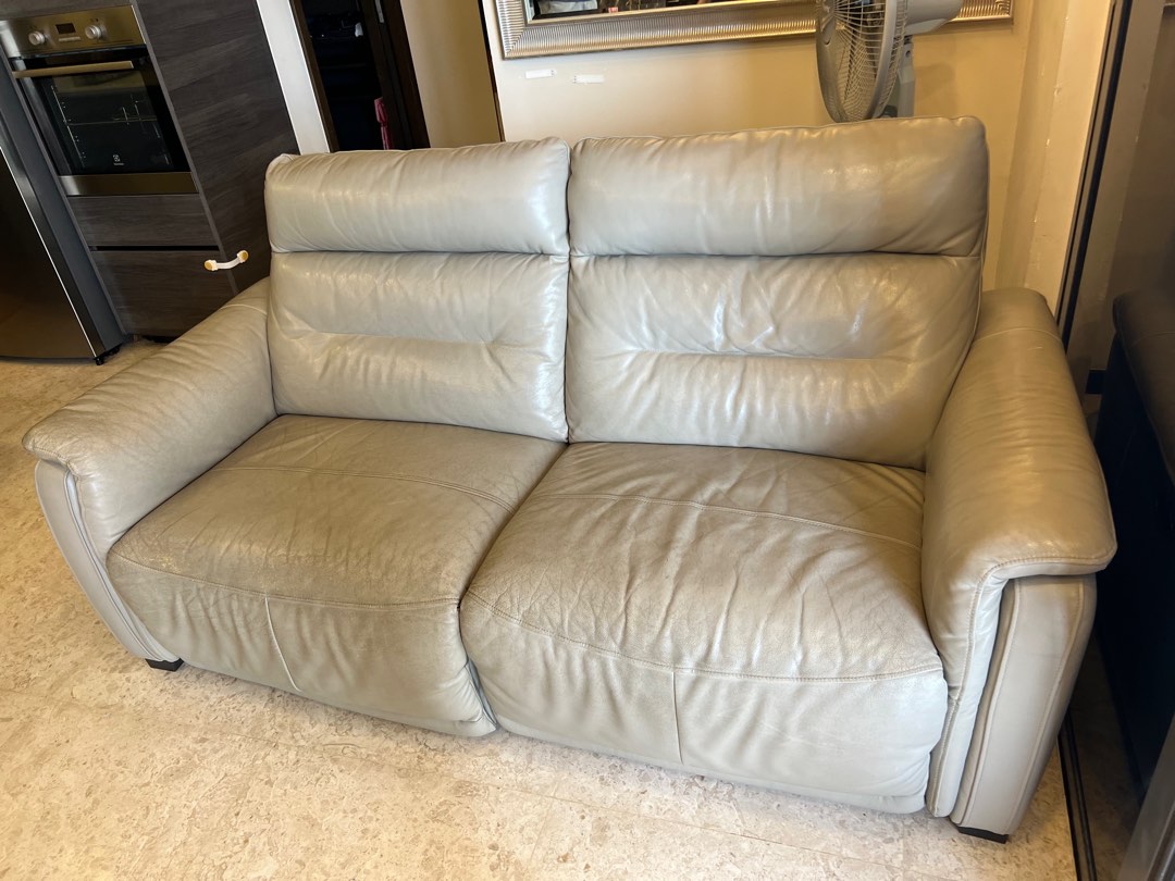 Leather Sofa incliner (working condition), Furniture & Home Living ...