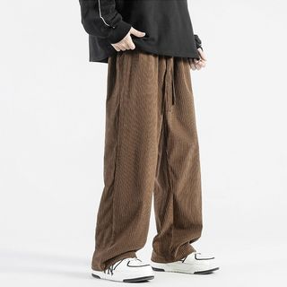 M-5XL 黑 灰 啡👖 百搭男裝闊身款休閒鬆身復古工裝褲oversize燈芯絨闊褲九分褲64210290468738110
