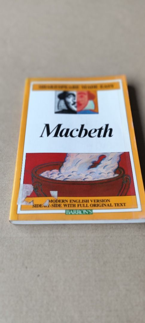 Macbeth Shakespeare Made Easy by Barron's (Category: Storybooks) located in Quezon City. Submitted by outoftheboxph (Listing ID 1399123368, Image 3). Description: Macbeth (Shakespeare Made Easy) 1st U.S. Edition by William Shakespeare (Author) - Macbeth by Shakespeare, with modern English translation. - Part of the Shakespeare Made Easy series by Barron's. - Features the full original text alongside a modern version. - Great for students and casu