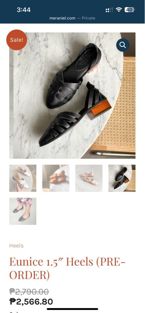Meraniel Eunice 1.5" Heels (Category: Heels) located in Muntinlupa City. Submitted by mbjdj1 (Listing ID 1399121882, Image 1). Description: - Black Meraniel Eunice heels - 1.5" heel height - Features a woven design - Wooden heel - Ankle strap - Pre-order item - Soles show some wear.