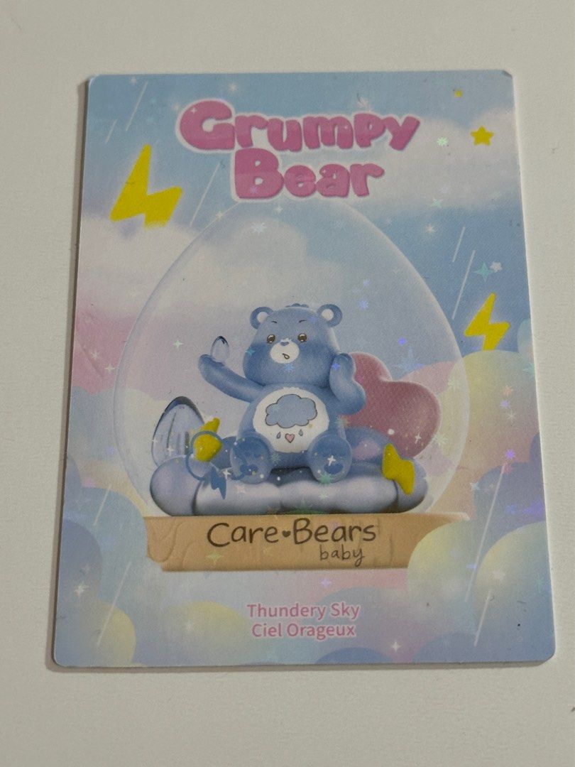 [NO BOX] MINISO Carebears Weather Forecast Grumpy Bear (Category: Designer & Blind Box Toys) located in Cainta. Submitted by pomocha (Listing ID 1399235419, Image 3). Description: ‼️Please read below first before purchasing‼️ 🍀No Box 🍀Includes original card it came with 🍀Do not buy if sensitive 🍀rfs: came back from a long trip and need to declutter asap 🍀You can dm me if you want to ask any more questions regarding the item .