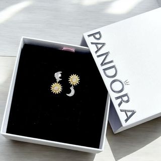 ☀️🌕Pandora Two-tone Reversed Sun & Moon Stud Earrings64219887243523110