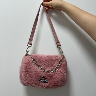 粉紅色毛絨鏈條肩袋64215708078722110