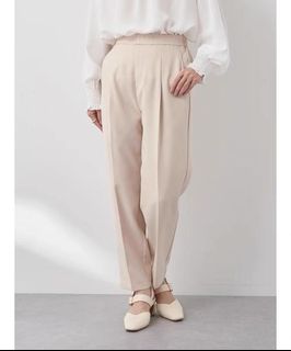 S Size Earth Music Japanese Simple Back Elastic High Waist Slimming Apricot Long Pants64219291313153110