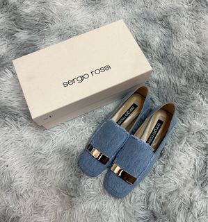 Sergio Rossi 藍色牛仔流蘇樂福鞋64213876697857110