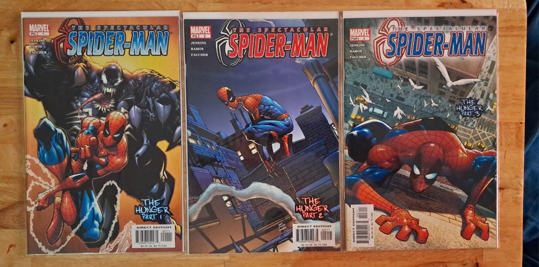 Spectacular Spider-Man Comic Book Set (Category: Comics & Manga) located in Quezon City. Submitted by ernestamaru2 (Listing ID 1399074074, Image 1). Description: - Spectacular Spider-Man comic book set. - Features "The Hunger" storyline: Parts 1, 2, 3, and 4. - Includes Spider-Man battling Venom and other foes. - Published by Marvel Comics..