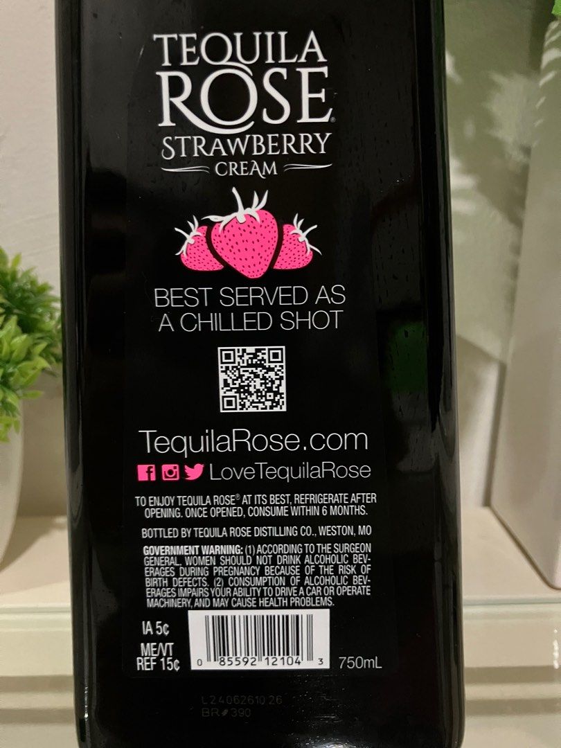 Tequila Rose Strawberry Cream 750ml (Category: Beverages) located in Quezon City. Submitted by kurosu09 (Listing ID 1399211508, Image 3). Description: - Tequila Rose Strawberry Cream Liqueur - 750ml bottle - 15% Alcohol Content - Best served as a chilled shot - Refrigerate after opening - Consume within 6 months - Bottled by Tequila Rose Distilling Co., Weston, MO - Payment via bank transfer, GCash, Maya - Unfortunately don’t accept trades - Deli