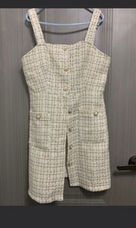 人字紋迷你連身裙配珍珠鈕扣64207223020417110