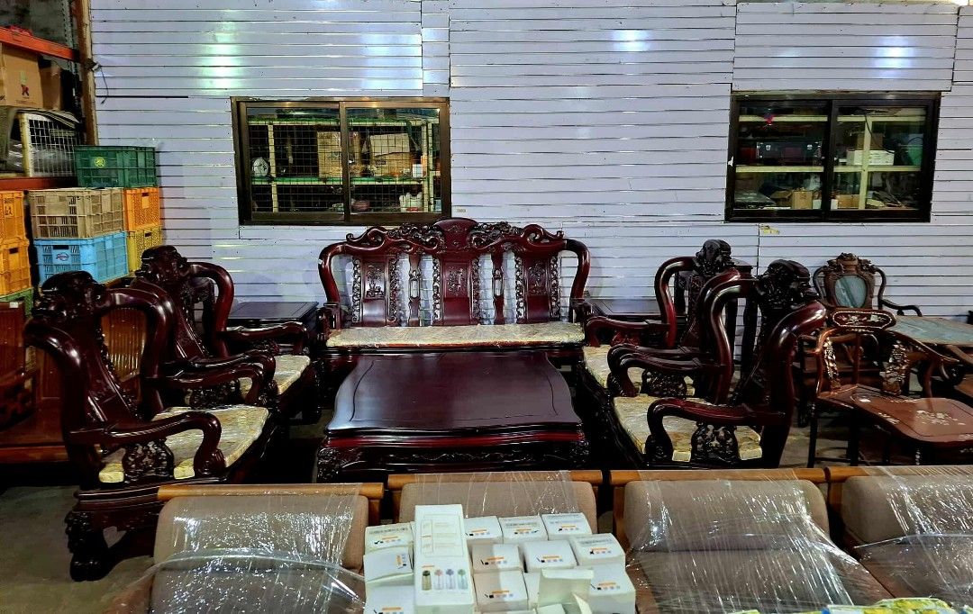Vintage Heavy Solid China Rosewood Sala Set (Category: Tables & Sets) located in Malabon City. Submitted by justineevglst (Listing ID 1399173624, Image 3). Description: @ RUSH FOR SALE! Vintage Heavy Solid China Rosewood Sala Set: 1 - 3 Seater; 1 - Coffee Table with 4 Drawers; 4 - Single Seater;; 2 - Side Table with Drawers; 2 - High Corner Stand; Pre-loved. From Japan. Sala Set.