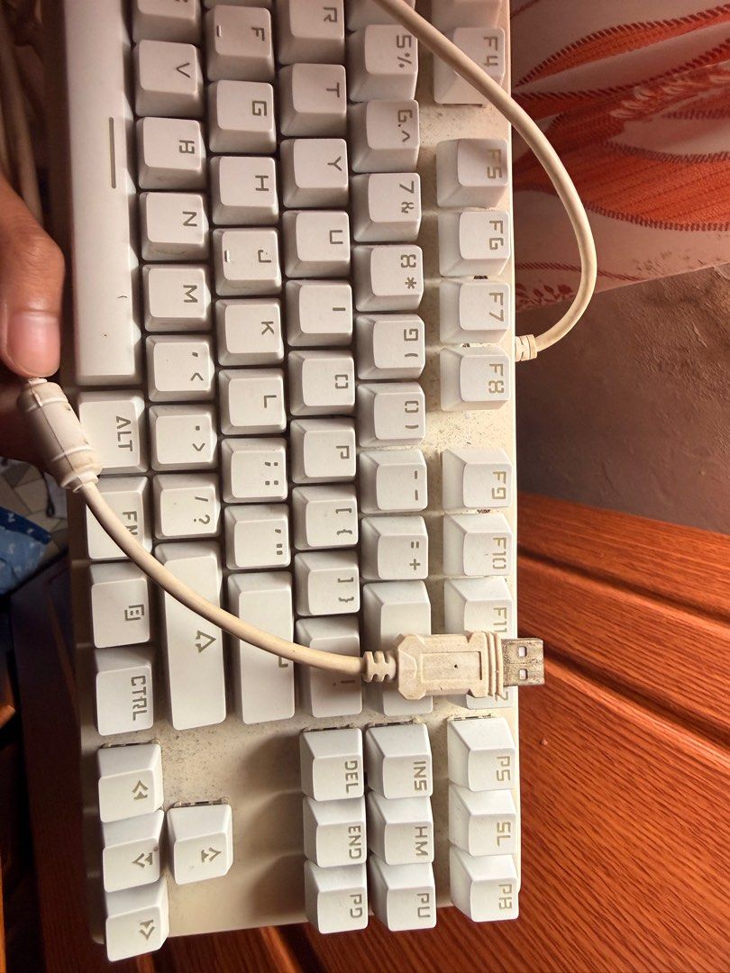 Wired Keyboard (Defective, for keycaps) (Category: Computer Keyboard) located in Pasig City. Submitted by jjj_26 (Listing ID 1399106327, Image 3). Description: Wired White keyboard Has RGB lights when still working Can use for keycaps if ever Open for meet up or delivery Thank you!.