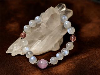 月亮石x紫鋰輝x草莓晶DIY 手串64218457618049110