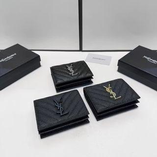 🌟官網授權商家🌟YSL 聖羅蘭黑色魚子醬卡包，經典 V 紋絎縫設計，配金色 logo64213440591746110