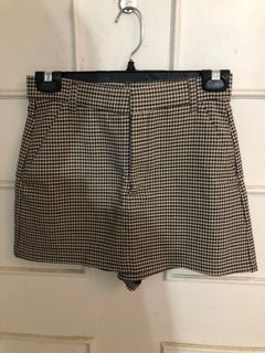 Zara 啡色格仔 短裙褲64215707212034110