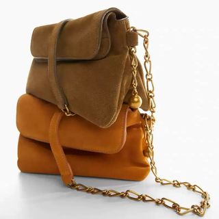 西班牙 MANGO 深淺啡色麂皮 斜咩袋64235807190785110