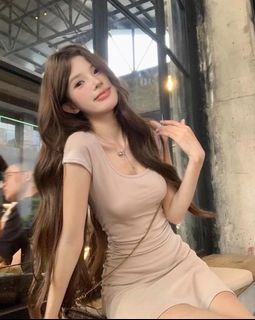 奶茶色短袖連身裙 one piece dress in milk tea color64229674875137110