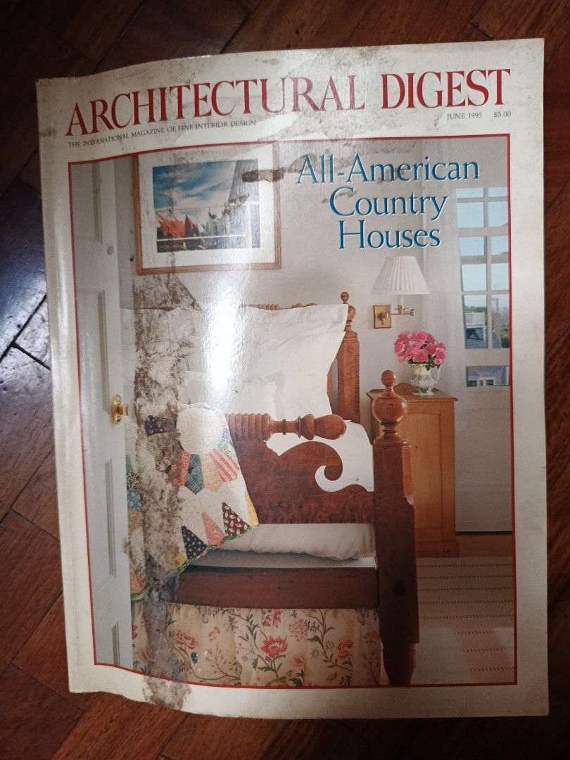 Architectural Digest June 1995 (Category: Magazines) located in Pasay City. Submitted by djstevenlove (Listing ID 1396011195, Image 1). Description: - Vintage Architectural Digest magazine (June 1995) - Features "All-American Country Houses" on the cover - Showcases interior design and architecture - Perfect for collectors and vintage decor enthusiasts - Cover has signs of wear.