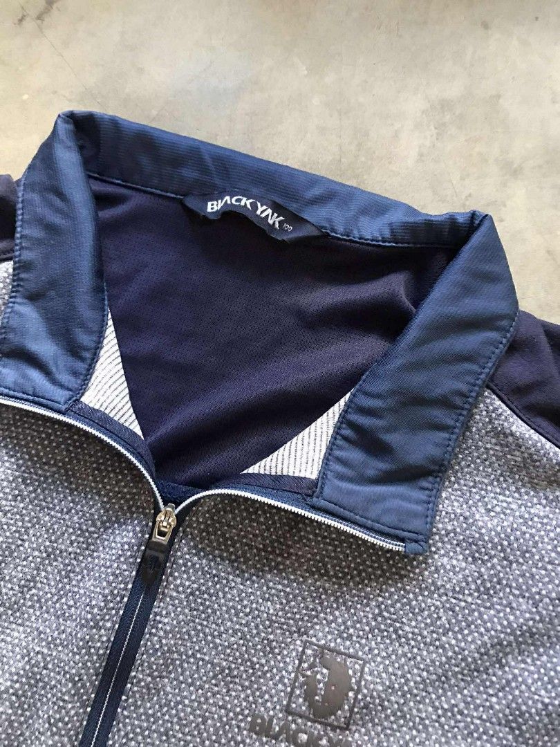 Black Yak Polo Shirt (Category: Tshirts & Polo Shirts ) located in Argao. Submitted by thrift_ni_ar (Listing ID 1396022040, Image 3). Description: - Black Yak polo shirt - Color: Navy blue and gray - Quarter-zip closure - Short sleeves - Black Yak logo on chest - Lightweight, athletic material - Navy blue collar with Black Yak branding BLACK YAK HALFZIP OUTDOOR SHIRT‼️ GREAT CONDITION SIZE XLARGE W 21 / L 29 COLORATE 9.5 / 10 ISSUE : STAIN 300 + 
