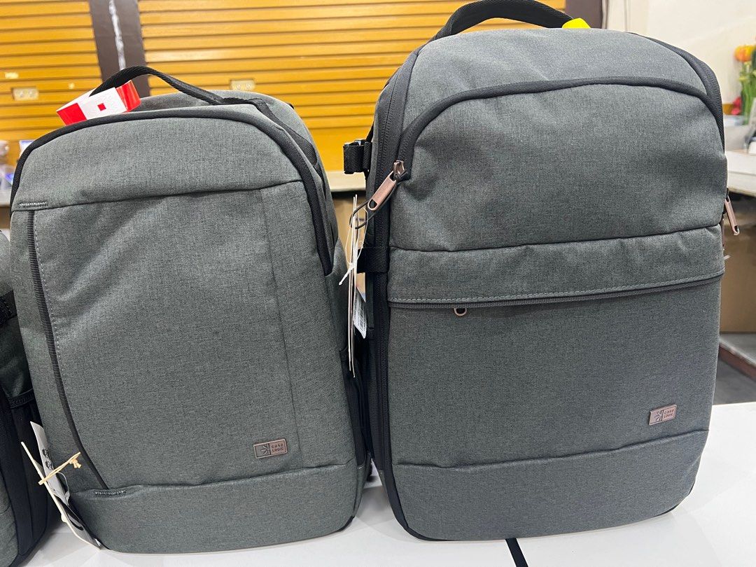 Case Logic Backpack and Camera Bag Set small medium large (Category: Camera Bags & Carriers) located in Pasig City. Submitted by etcyshop (Listing ID 1395967062, Image 1). Description: - New Case Logic backpack and camera bag set. - Gray fabric exterior. - Includes various sizes of backpacks. - Camera bags also available. - Some bags feature a top handle and front pocket. - All items are new with tags attached..
