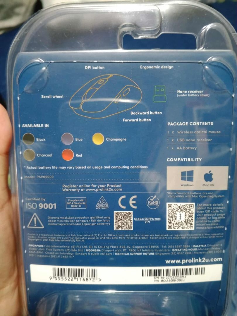 FREE SHIPPING Prolink PMW6009 Wireless Optical Mouse -BLUE (Category: Mouse & Mousepads) located in Rizal. Submitted by ssshori (Listing ID 1395949595, Image 2). Description: -Prolink PMW6009 Wireless Optical Mouse -BLUE -Sealed/brand new -Adjustable 800/1200/1600DPI optical sensor for improved accuracy -Ultra small nano receiver -Adjustable DPI Button -Battery up to Up to 12 months (or longer with the On/Off switch) -Shipping is FREE for areas s