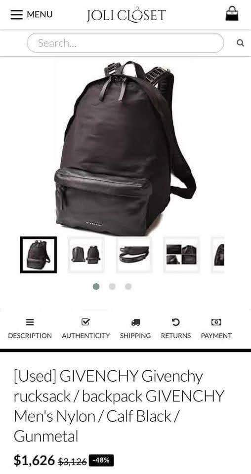 Givenchy Nylon Backpack (Category: Backpacks) located in Quezon City. Submitted by chic.bags (Listing ID 1396066242, Image 3). Description: ykk zip no issue japan preloved actual photo posted mop: gcash.