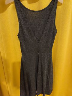 H&M 深灰色／黑色閃粉星空閃亮派對裙64198417274625110